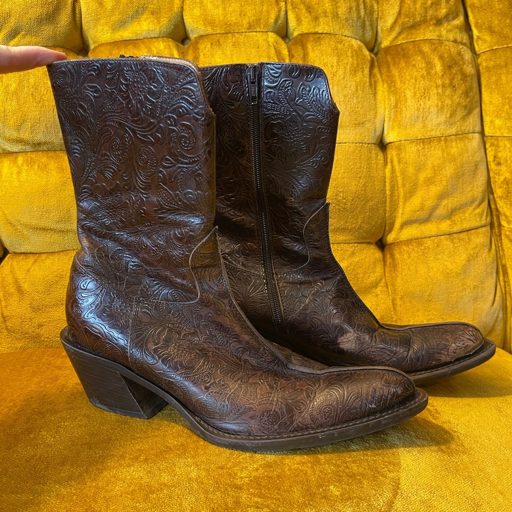 Alberto Fermani Floral Embroidered Tan Cowboy Boot